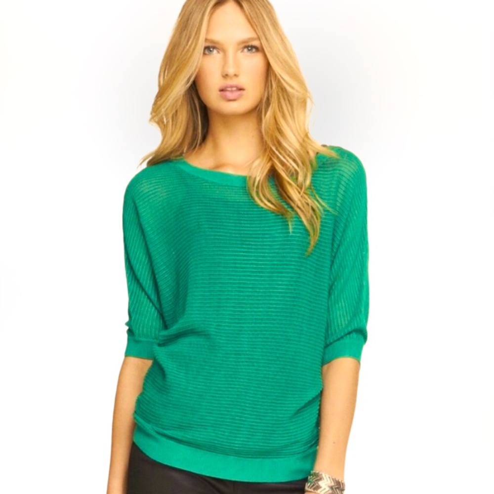 NWOT EXPRESS 🍀Perfect Green Mesh Dolman Open Stitch Sweater Size Small